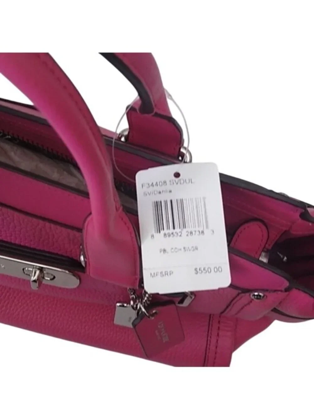 Coach F53308 Nubuck Pebble Leather Swagger Carryall Purse Bag, SV/Dahlia…